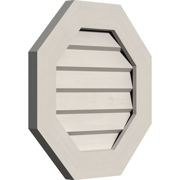 Octagonal Gable Vent Primed, Non-Functional, Pine Gable Vent W/ Decorative Face Frame, 26W X 26H